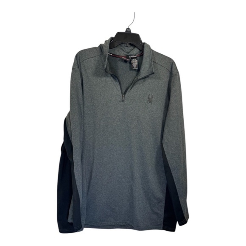 Spyder Long Sleeve Shirt Mens Size XXL Grey Black 1/4 Zip Performance Mock Neck